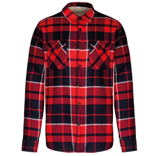 Sherpa-lined checked shirt jacket Thumbnail