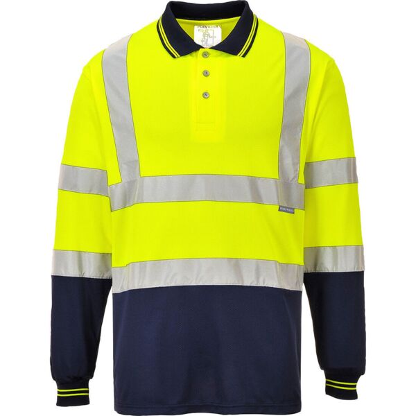 Hi-Vis Contrast Long Sleeve Polo Shirt Thumbnail